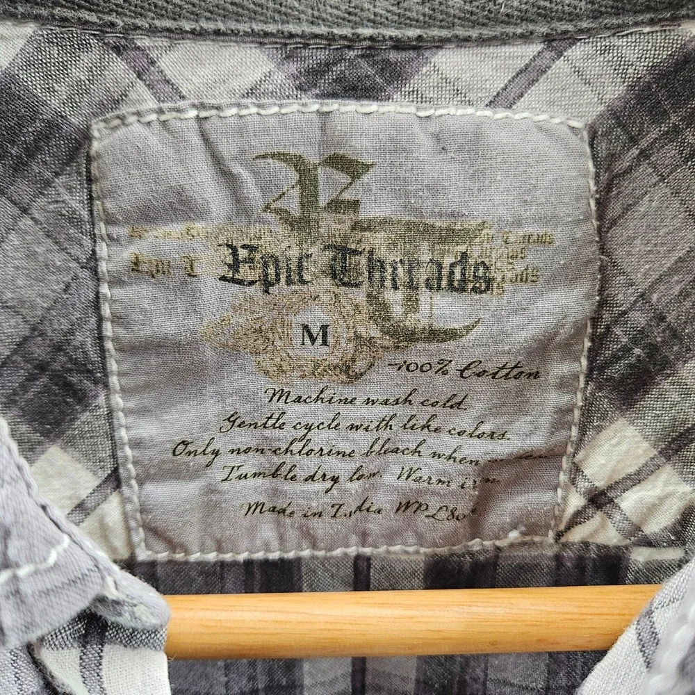 Epic Thread Youth Boys Plaid‎ Long Sleeve Button Up Shirt Size Medium Cotton